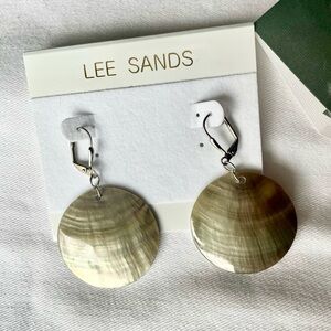 Lee Sands Grey Mother of Pearl Disc Earrings
